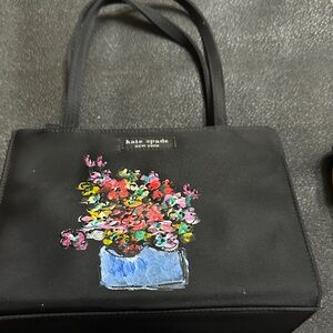 Kate Spade Black Tote with Colorful Floral Design